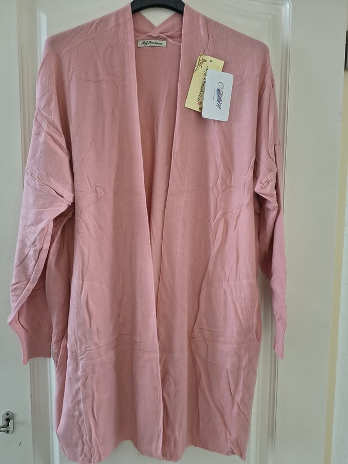 Halflang warm dames vest Dysa-effen licht roze-Maat M/L