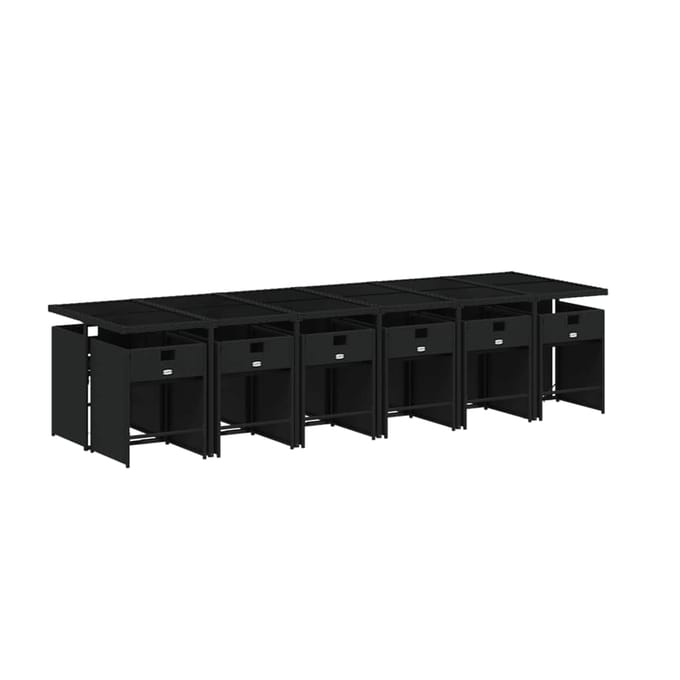vidaXL - 13-delige - Tuinset - met - kussens - poly - rattan - zwart