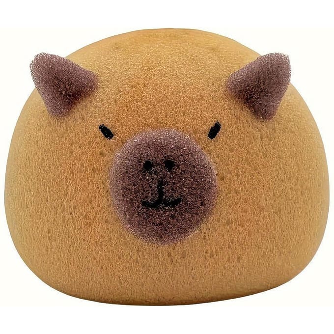 1 éponge de bain en forme de capybara pour le bain et le corps, exfoliante, pour la maison, pour la douche de bébé, en forme d'animal de dessin animé café