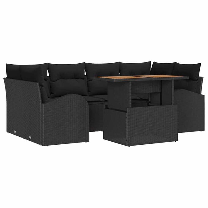 vidaXL - Tuinbank - Set - 7 - st - Zwart