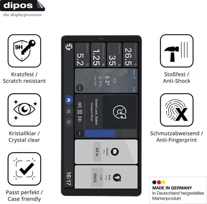 dipos – 2x Pantserfolie geschikt voor Shelly Wall Display X2i | 9H Screenprotector