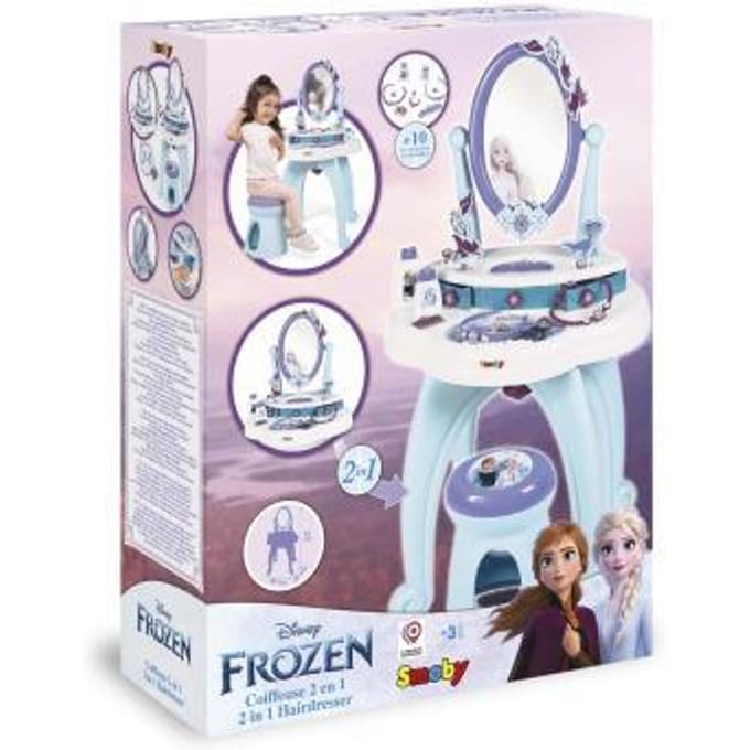 Smoby - Speelgoedkaptafel Frozen 2-in-1 - draaiende spiegel, krukje en tal van accessoires - Disney