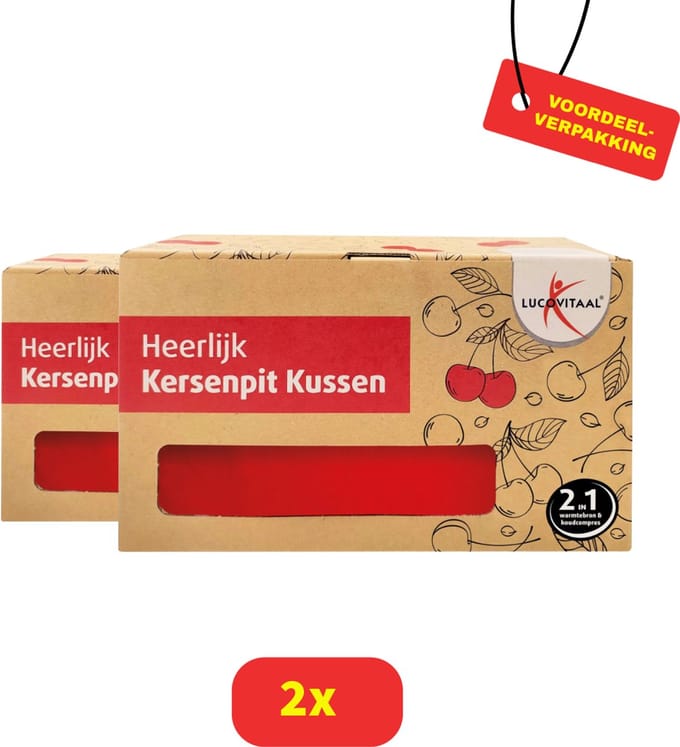 Lucovitaal Kersenpit Kussen Vierkant - 2 stuks Voordeelverpakking