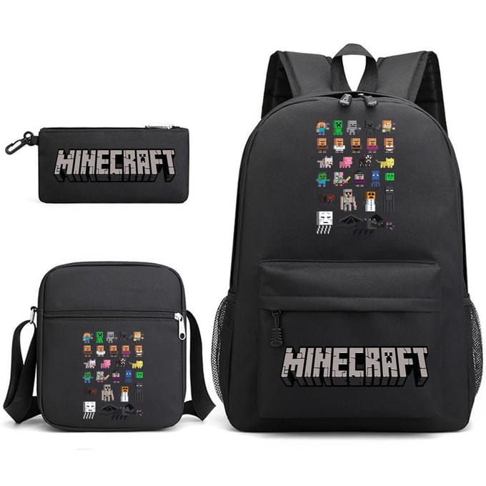 Minecraft Schooltas Game Merchandise Student Grote Capaciteit Print Drie Delige Schooltas Mannen En Vrouwen Three-piece set