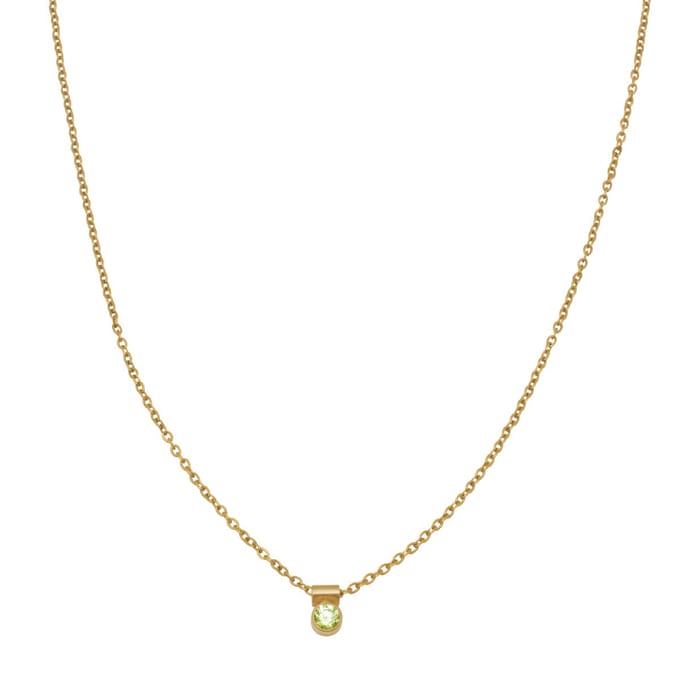 Essenza Round Light Green Charm Necklace Gold