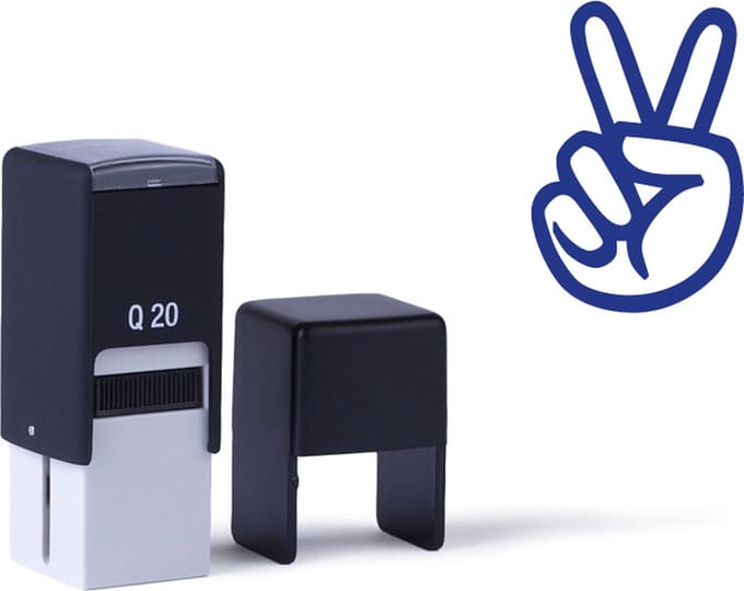 Peace-stempel | Vrede | 16x10mm | Blauw