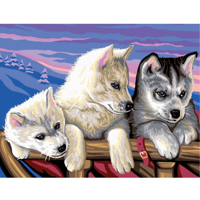 Schilderen op nummers "Huskies"