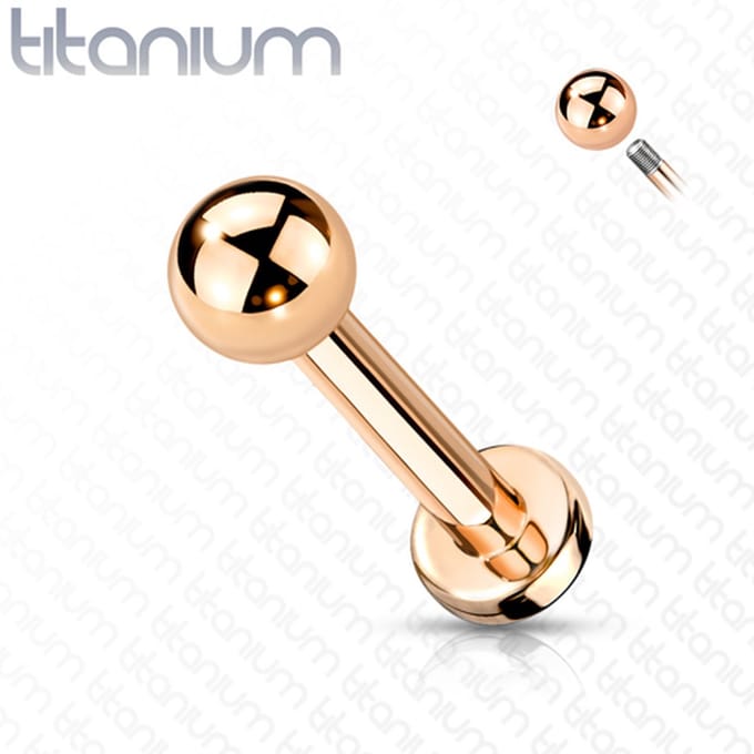 Piercing titanium stud basis extern schroefdraad 1.2x6x3 - rose goud - LMPiercings