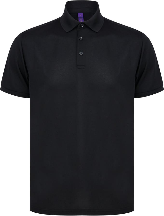 Henbury Herenpolo in gerecycleerd polyester H465 - Black - L