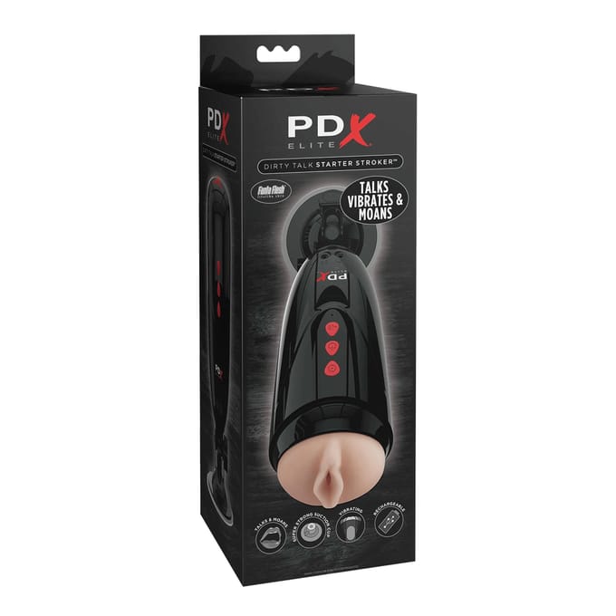 Pipedream PDX Elite Dirty Talk Starter Stroker Masturbator Oplaadbaar - beige