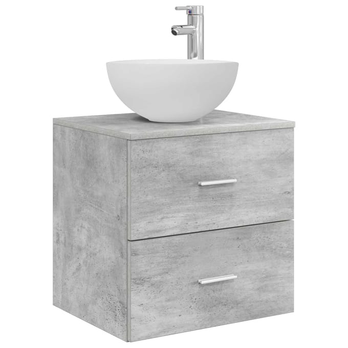 vidaXL - Wandgemonteerde - Waskom - Vanity - Betongrijs - 49,5 - x - 35 - x - 63 - cm