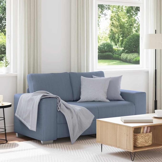 vidaXL - Loveseat - Sofa - Blauw - 160x77x82 - cm - Corduroy - Stof