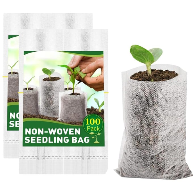 Sacs de semis biodégradables non tissés pour pépinière, sacs de plantation écologiques gray
