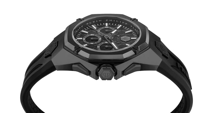 Philipp Plein Octagon PWTBA0623 Horloge - Siliconen - Zwart - Ø 45 mm