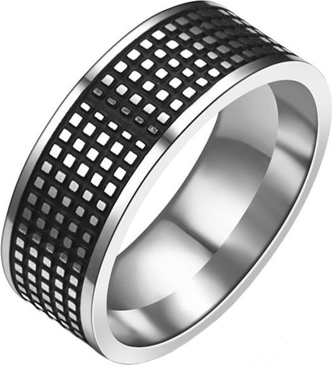 Stalen mannen ring Grid 8mm-21mm