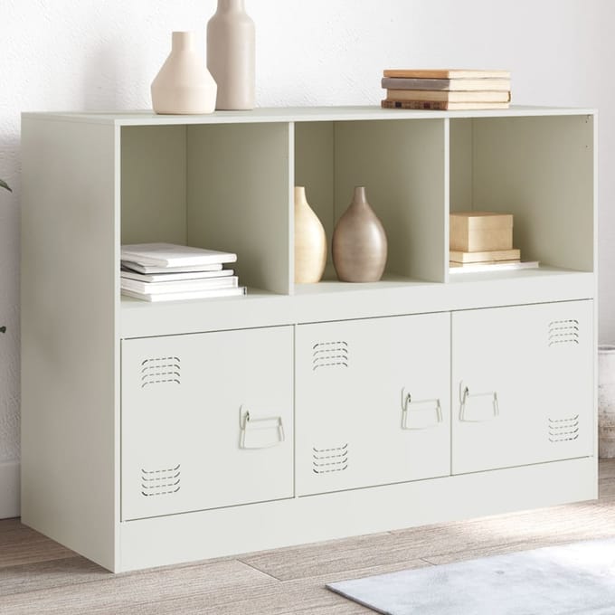 vidaXL - Dressoir - 99x39x73 - cm - staal - wit