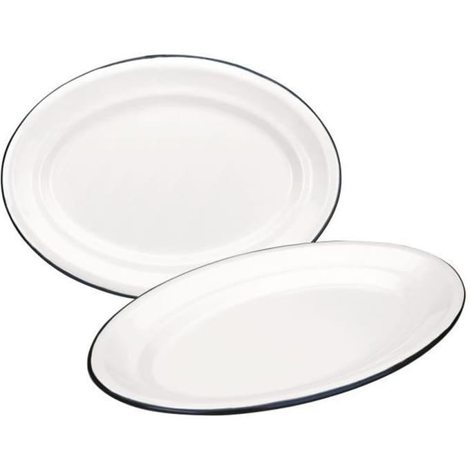 Plat Ovale - Ibili - 903930 - Acier émaillé - 30x20 cm - Blanc blanc