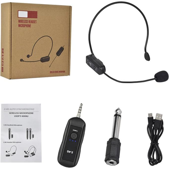 2.4GHz Draadloze Lavalier Microfoon Headset Microfoon Set met Ontvanger voor Versterker Spraakluidspreker Onderwijs Gids 1 to 1