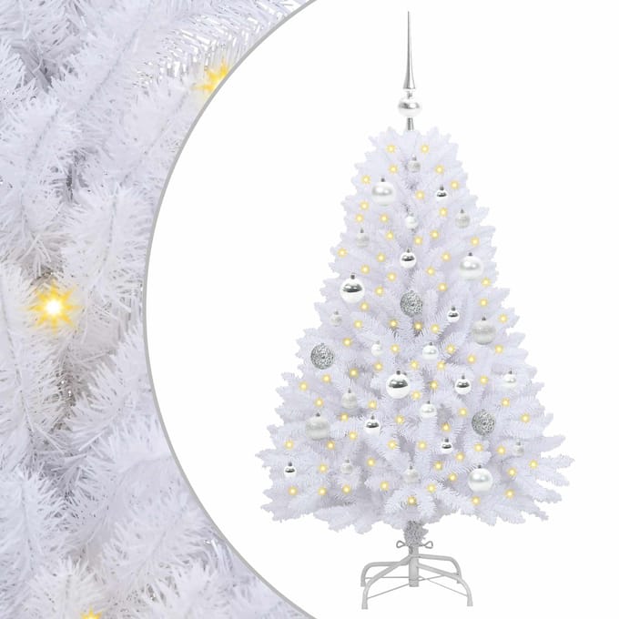 vidaXL - Kunstmatige - Hinged - Kerstboom - Wit - 120 - cm - PVC - en - Staal