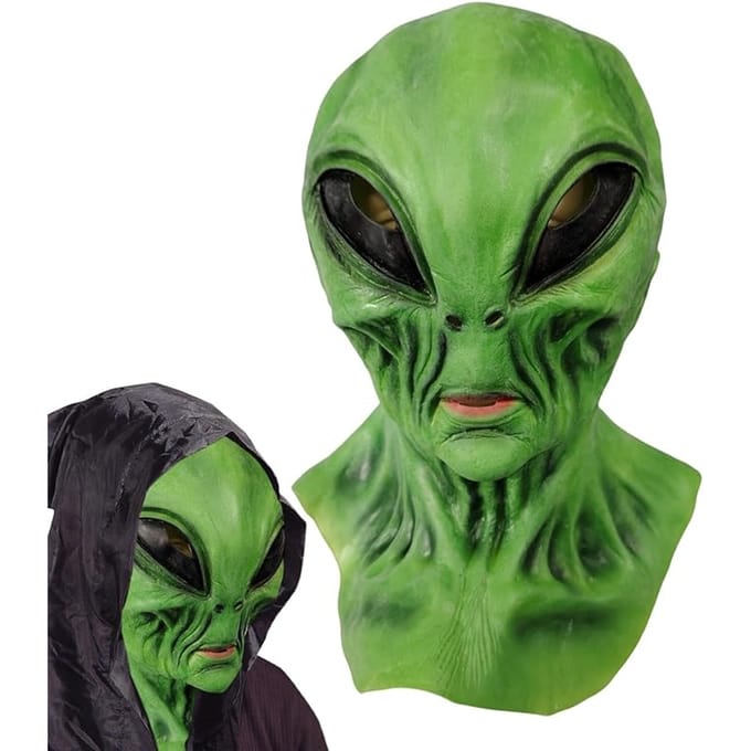 Groene huid buitenaards latex masker One Size groen