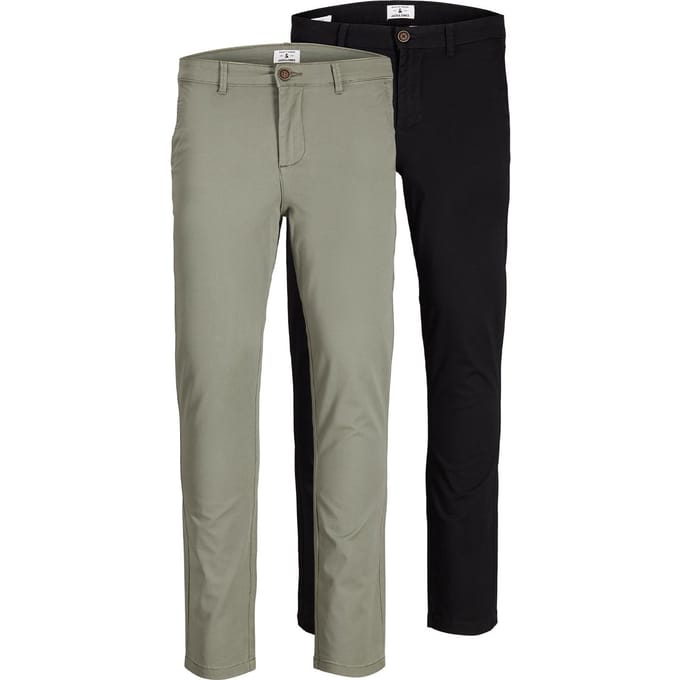 JACK&JONES Heren Multi-Pack Broek, Marco Piped Pockets Low Rise Chinos, 2 Pack