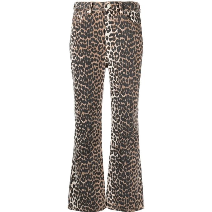 Hoge taille jeans met luipaardprint