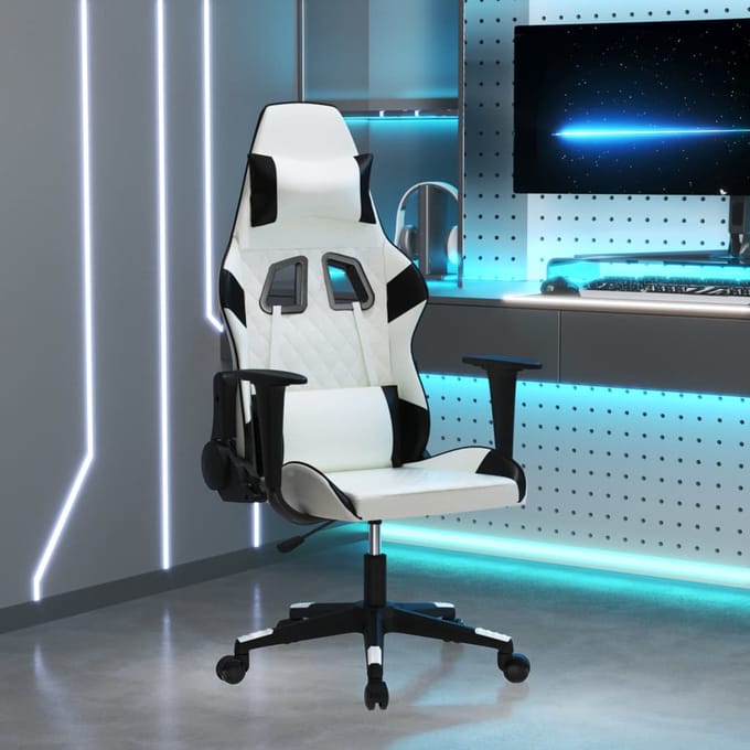 vidaXL - Gamestoel - kunstleer - wit - en - zwart