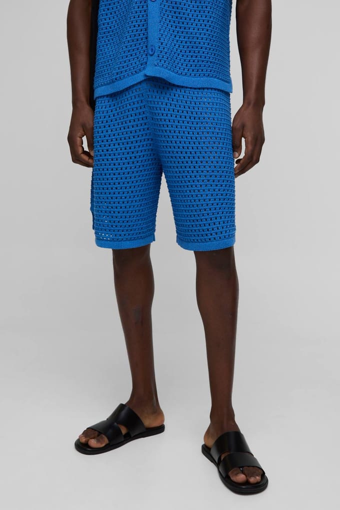 Relaxed Fit Open Stitch Basketball Gebreide Shorts | Cobalt | Size Medium