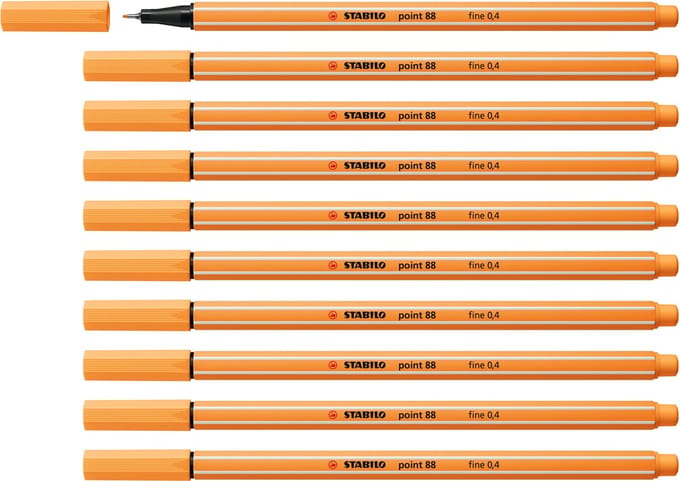 STABILO point 88 - Premium Fineliner - Fine 0,4 mm – Papaya– Doos 10 stuks