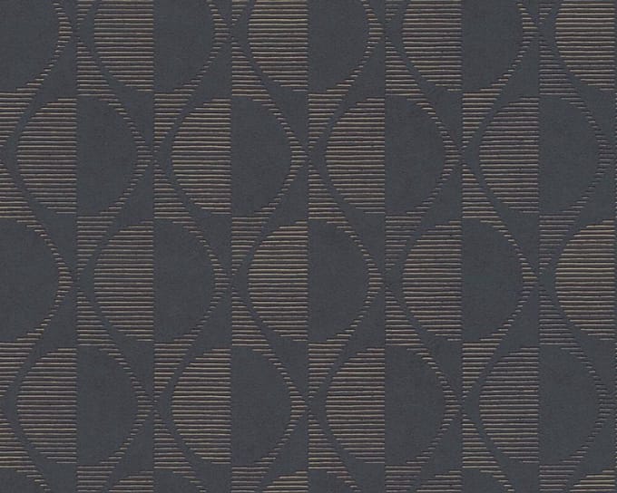 SYMMETRISCH RETRO BEHANG - Zwart Goud - AS Creation Pop Style