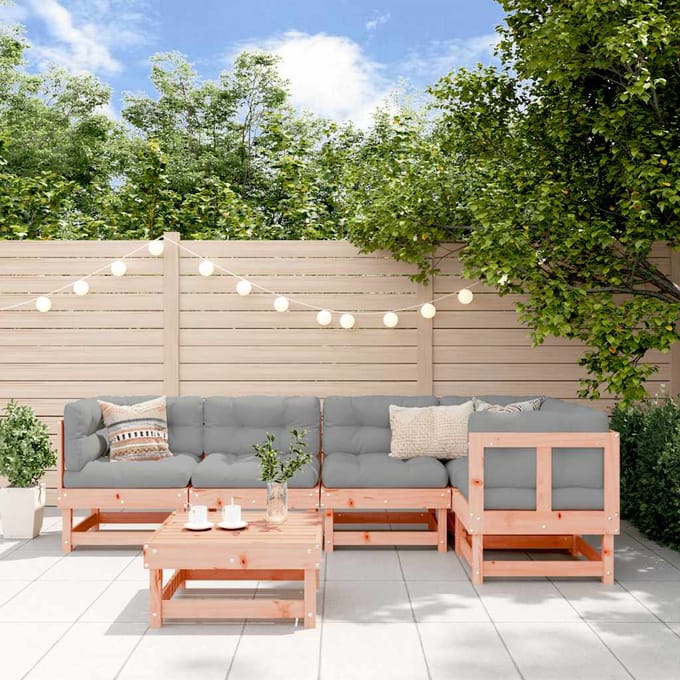vidaXL - 6-delige - Loungeset - met - kussens - massief - douglashout