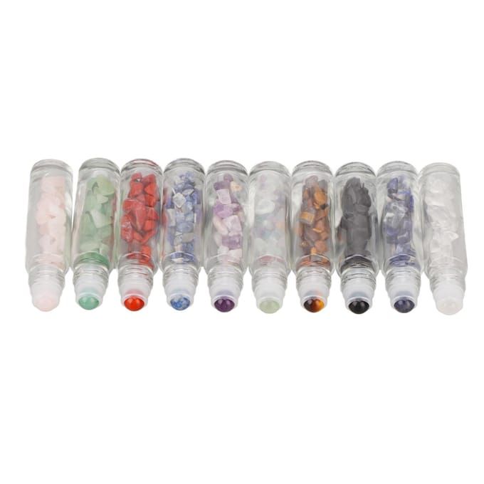 10 Stuks Essentiële Olie Rollerbal Flessen Transparant met Bamboe Deksel Roll On Parfum Sample 10ml white
