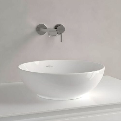 Villeroy & Boch Loop & friends opzetwastafel - 38cm - rond met overloop wit