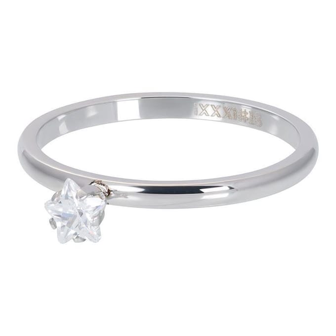 iXXXi Ring Star Crystal Stone Zilverkleurig - Maat 20