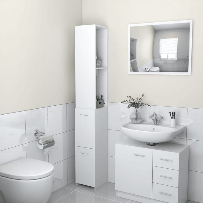 vidaXL - Badkamerkast - 25x26,5x170 - cm - bewerkt - hout - wit