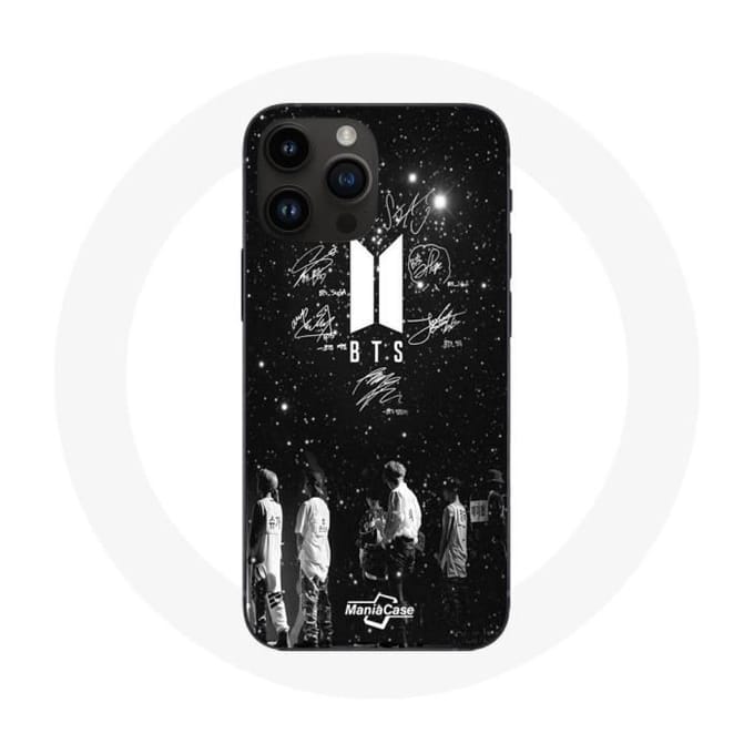Hoesje - BTS - Iphone 14 Pro - Flexibel - Zwart - Handtekeningen Leden