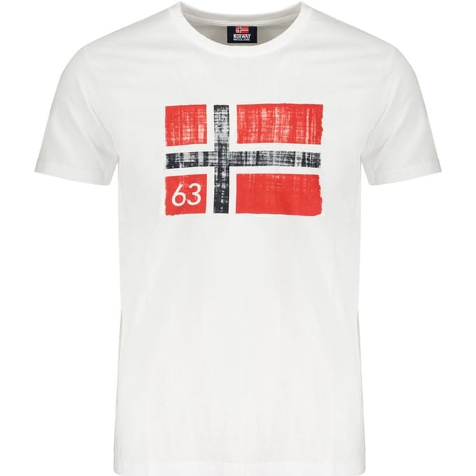 Noorwegen 1963 Bianco Katoenen Heren T-shirt
