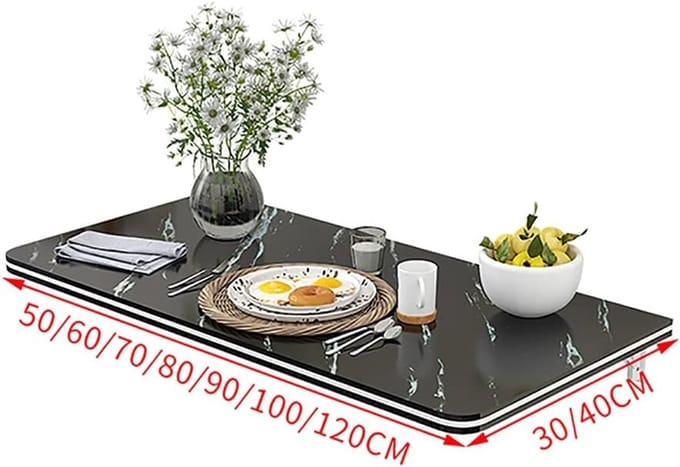 Klaptafel - Opklapbaar Bureau - Ruimtebesparend Werken - Muurbevestiging - 50x30cm - Wit Marmer