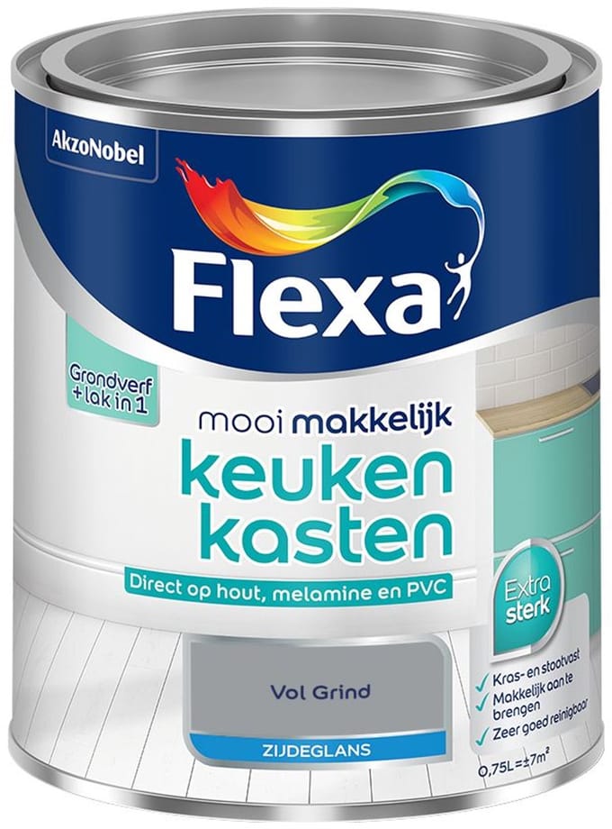 Flexa - Mooi Makkelijk Keukenkasten Zijdeglans - Vol Grind - Mengverf - 750 Ml