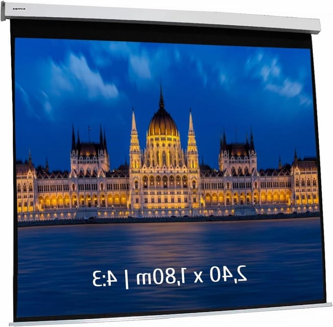 Projectiescherm Elektrisch - Scherm Projector - Presentaties Geven - Wit Canvas - 240 x 180 cm - Wit