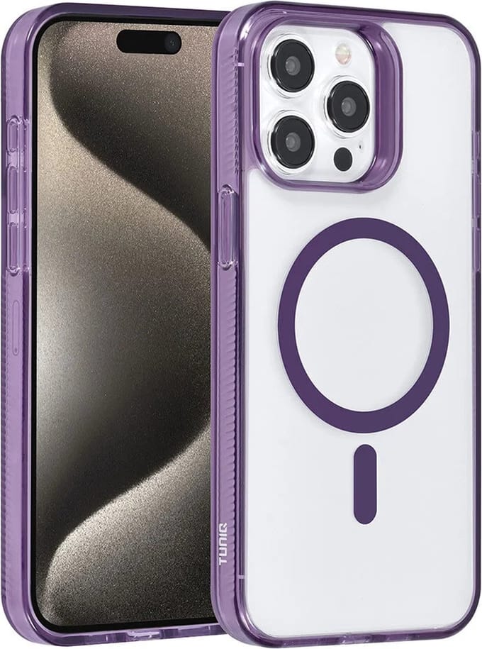 Back cover case - Magsafe silicone Hoesje Geschikt voor: iPhone 15 Pro Max - Paars