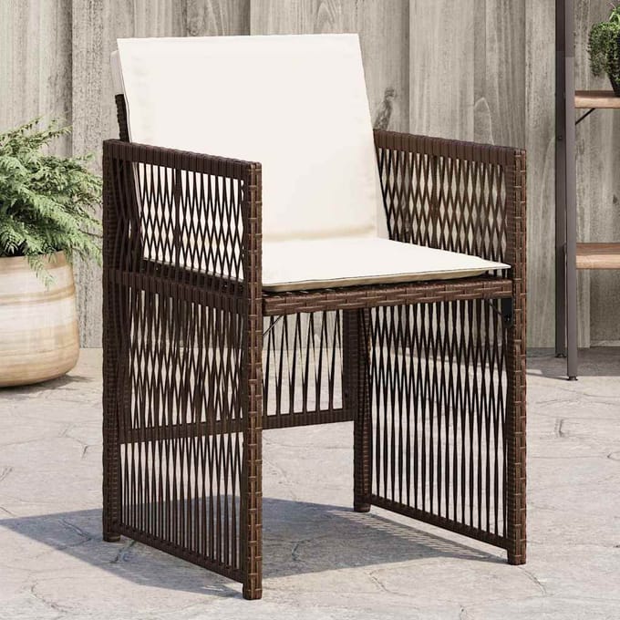 vidaXL - Tuinstoelen - 4 - st - met - kussens - poly - rattan - bruin