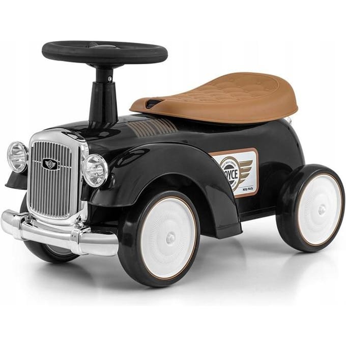 Milly Mally Royce Vintage loopauto zwart met claxon - Loopfiets