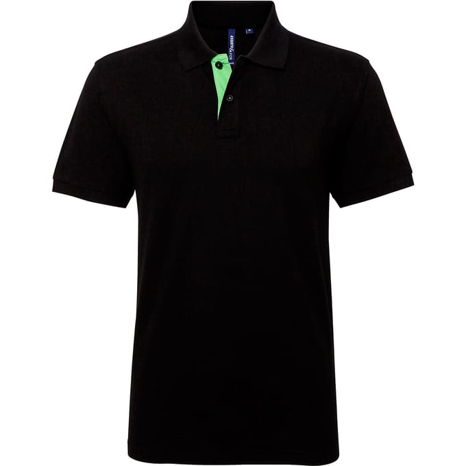 Asquith & Fox Heren Klassieke Pasvorm Contrast Poloshirt (Zwart/Kalk)