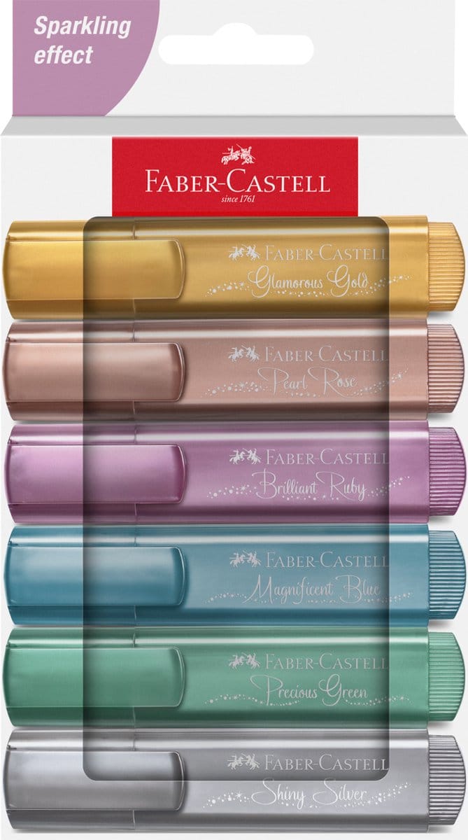 Faber-Castell tekstmarker 46 - 6 stuks - metallic - FC-254676