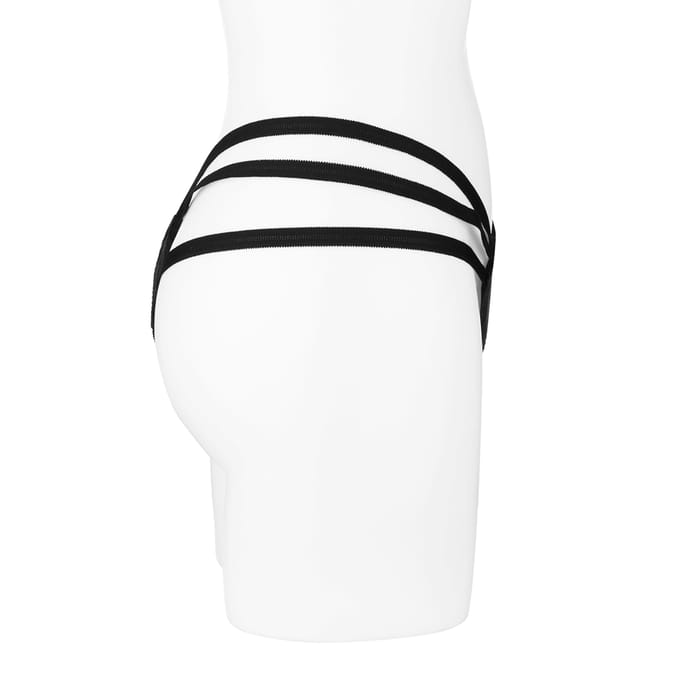 Rimba - Lederen G-String Met Elastische bandjes - Zwart