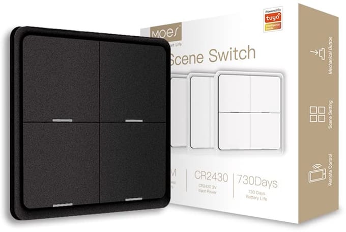 Draadloze 4-gangs ZigBee Scene Schakelaar voor Smart Home Automatisering
