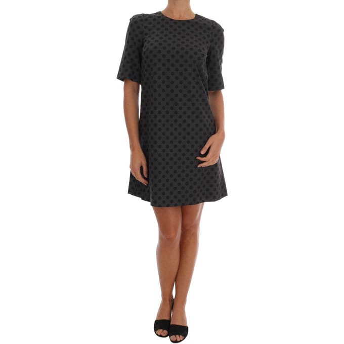 Dolce & Gabbana Grijs gestippelde wollen stretch jurk voor dames
