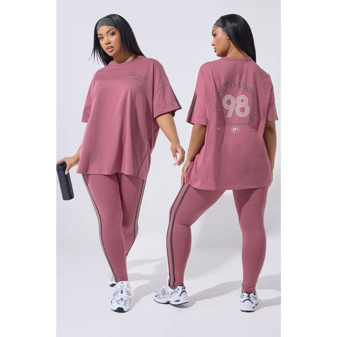 Yours Active Roze 'The Motivation Club' Tshirt Size 42