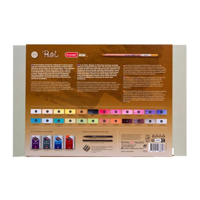 Crayon Pastel - Bruynzeel - Boîte de 24 - Couleurs Assorties - Haute Qualité - Finesse de Pointe
